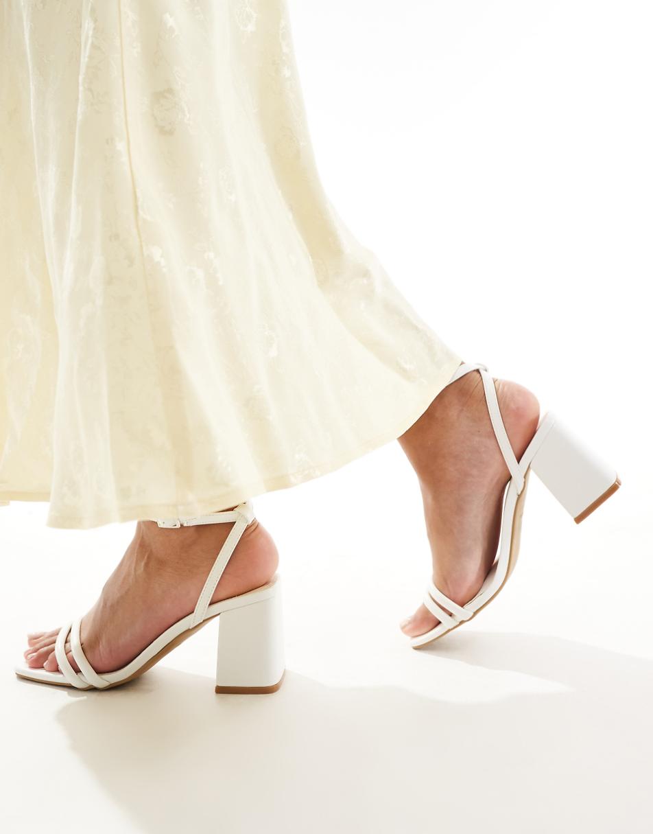 Truffle Collection wide fit block heel sandals in white