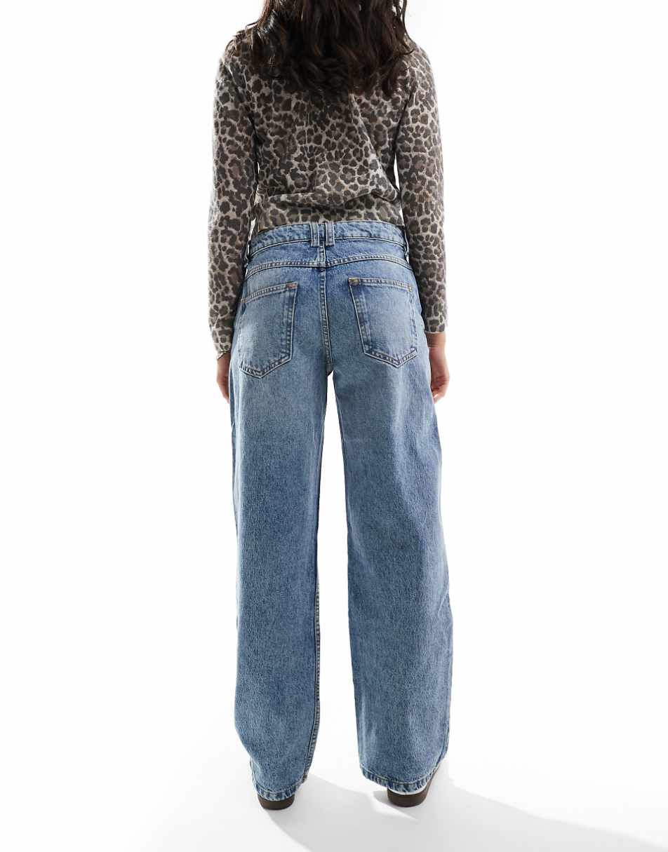 ASOS DESIGN mid rise baggy boyfriend jeans in mid wash