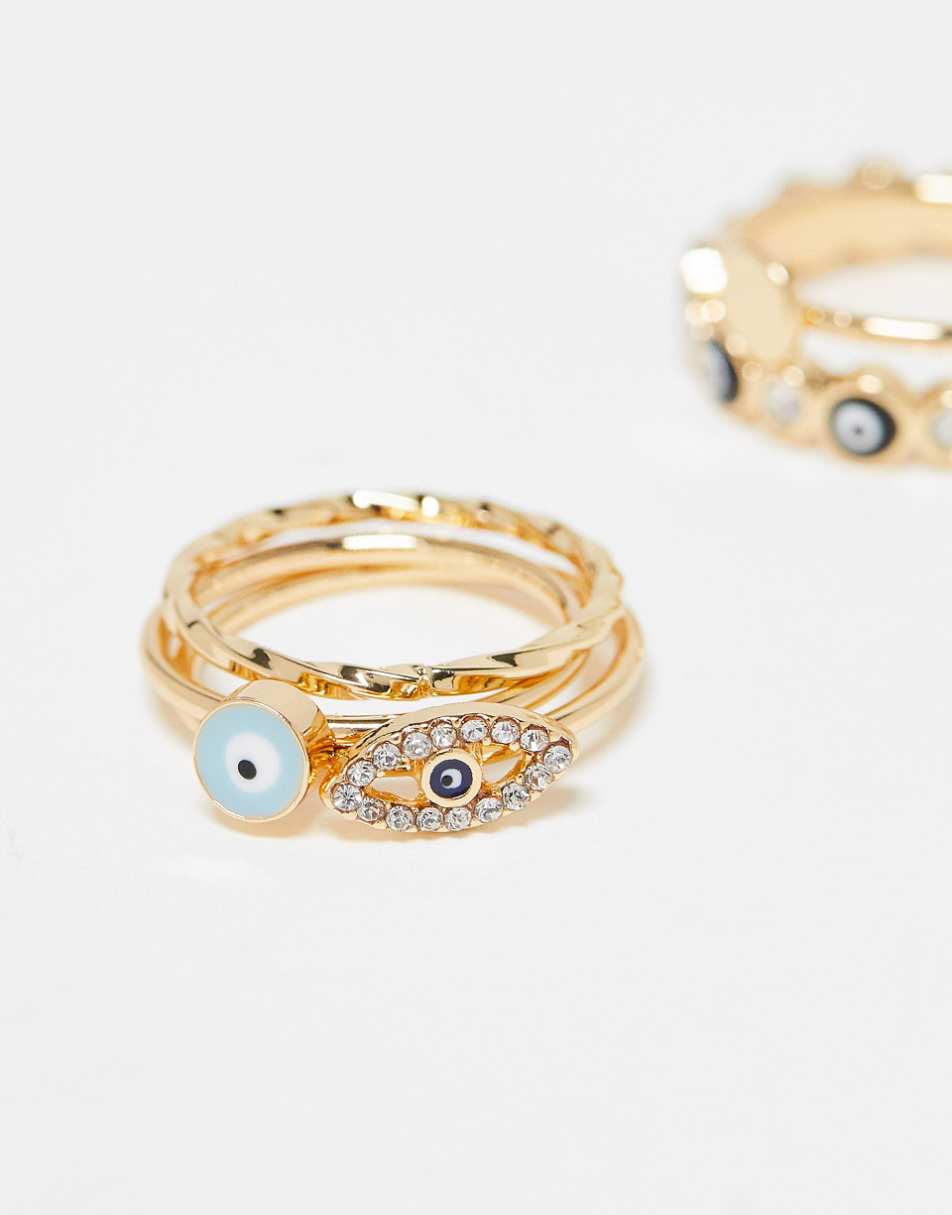 ALDO Daralaenna 3-pack eye charm rings in gold