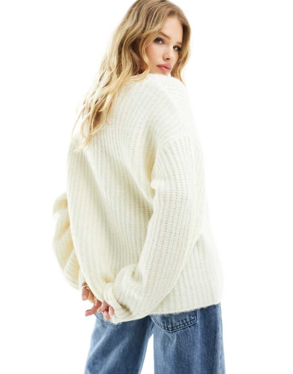 ASOS DESIGN chunky stitch cardigan in cream