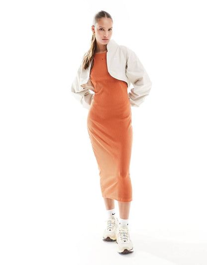 Nike Chill Knit midi dress in orange