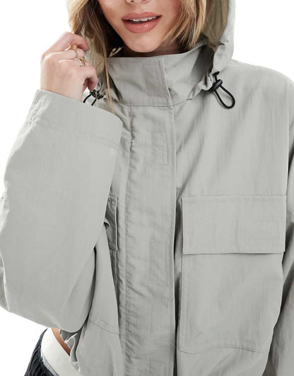 ASOS DESIGN nylon pocket jacket in gray