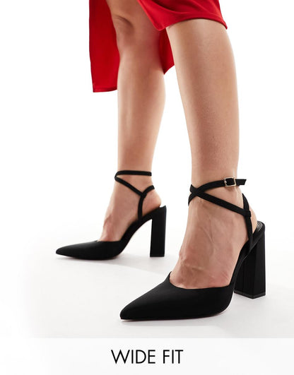 ASOS DESIGN Wide Fit Paige high block heels in black