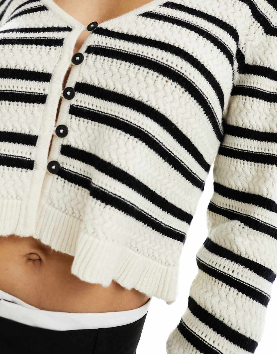 ASOS DESIGN knit cardigan in textured stripe