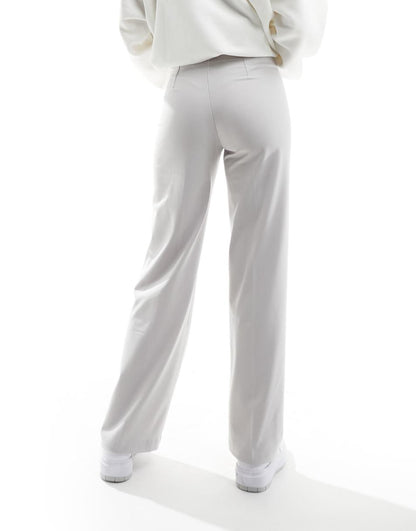Bershka wide leg tailored pants in pale gray