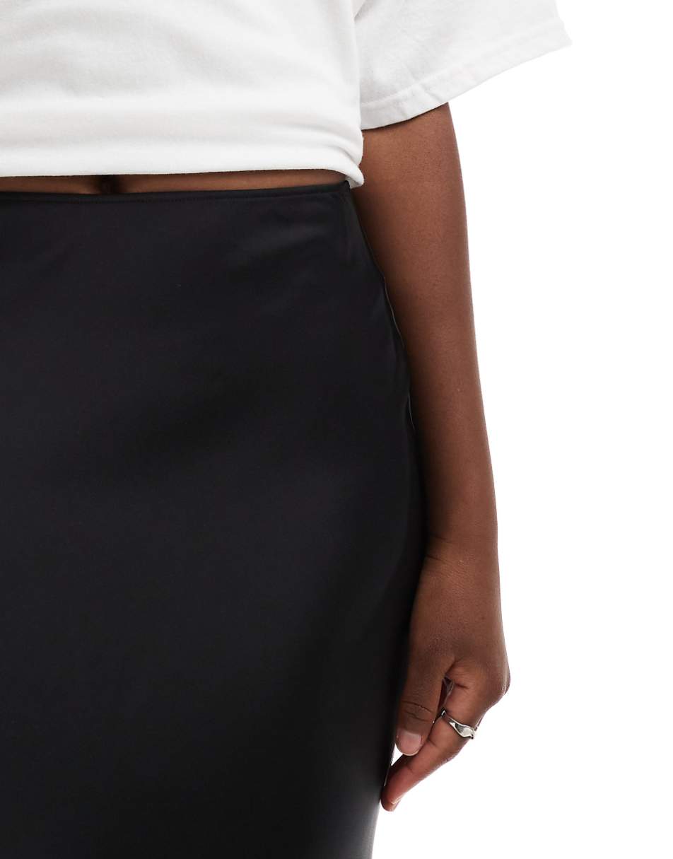 ASOS DESIGN satin bias maxi skirt in black