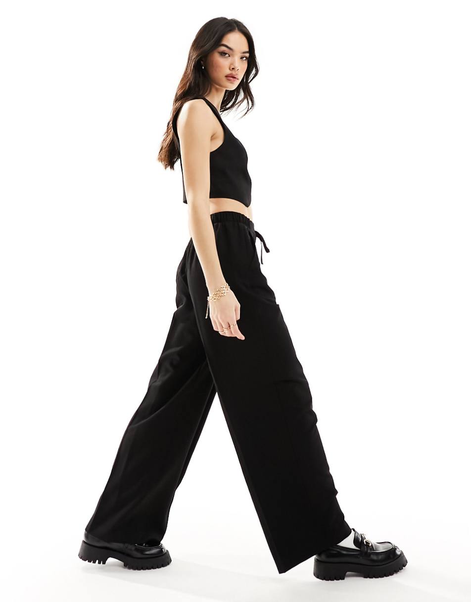 ASOS DESIGN tailored pull on pants in black