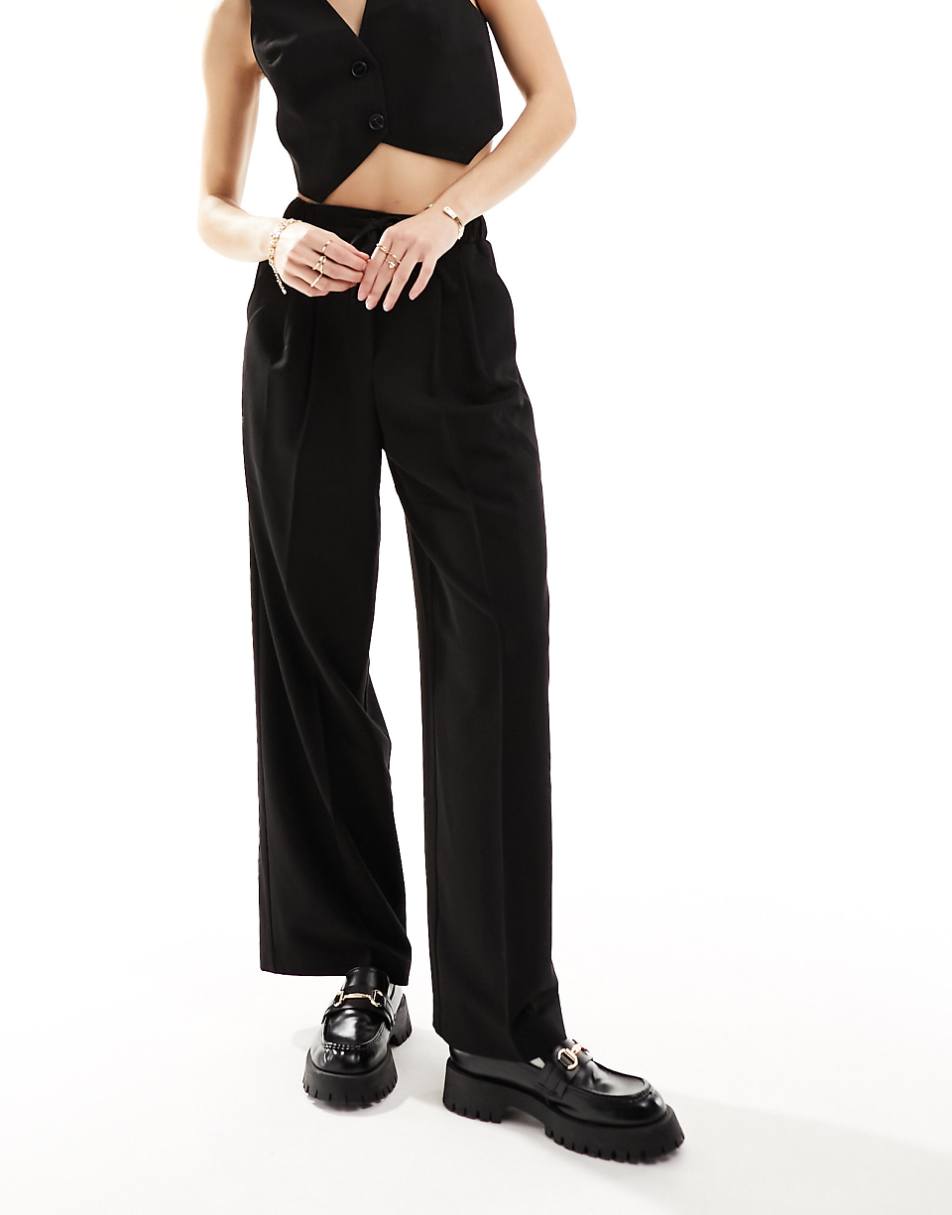 ASOS DESIGN tailored pull on pants in black