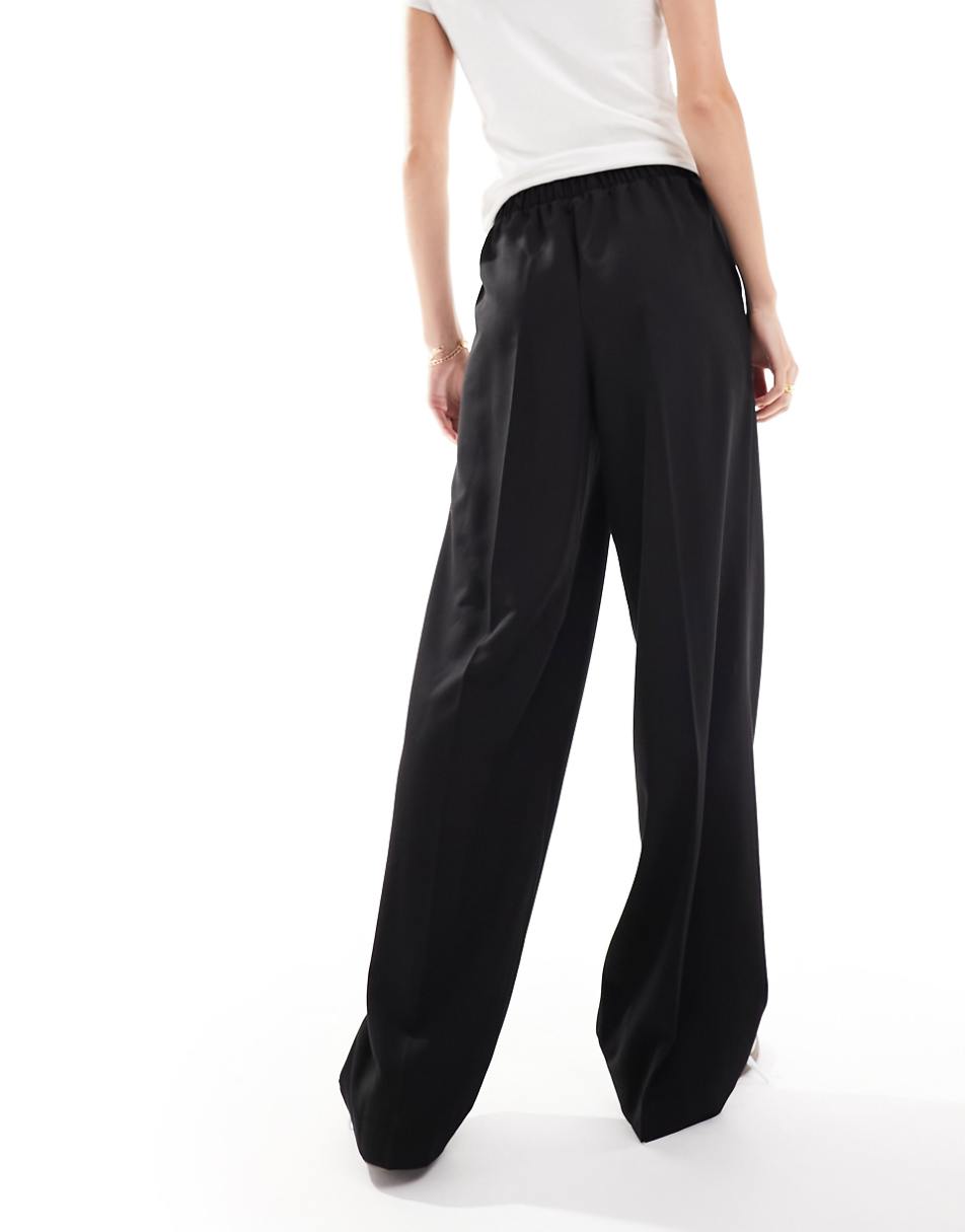 ASOS DESIGN Tall tailored pull on pants in black