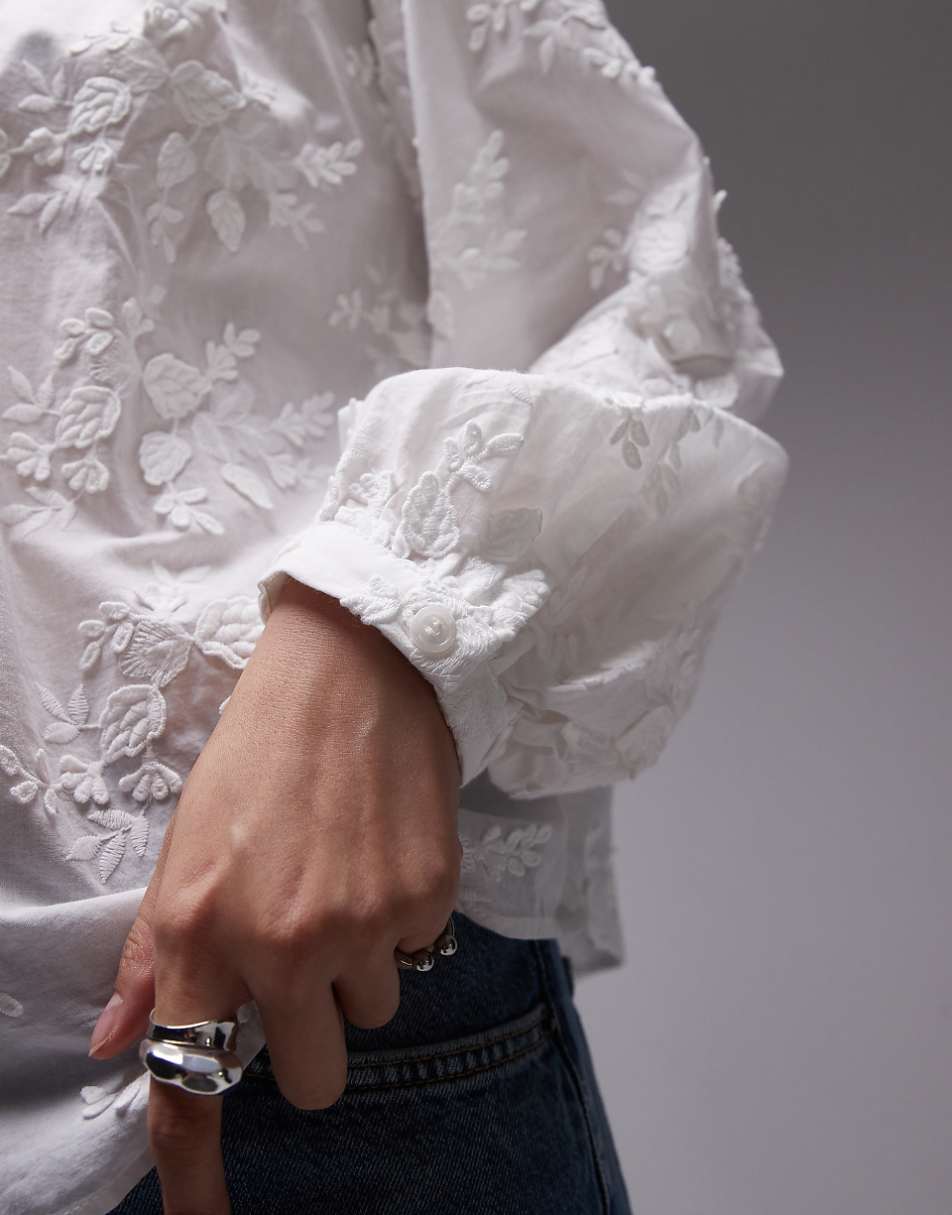 & Other Stories floral embroidered blouse in white