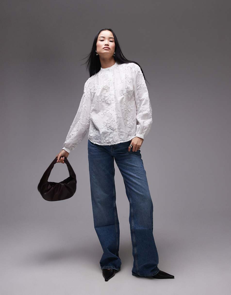 & Other Stories floral embroidered blouse in white