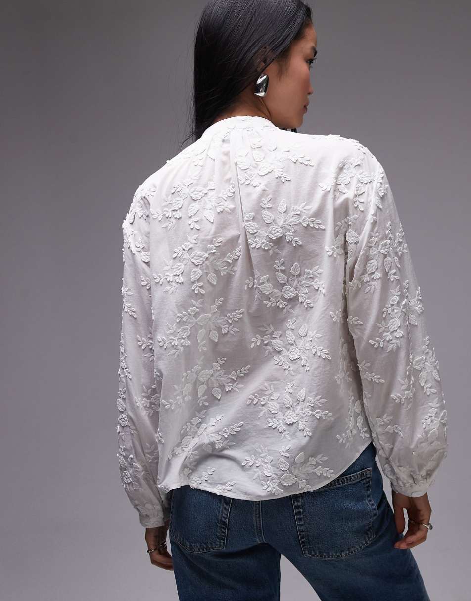 & Other Stories floral embroidered blouse in white
