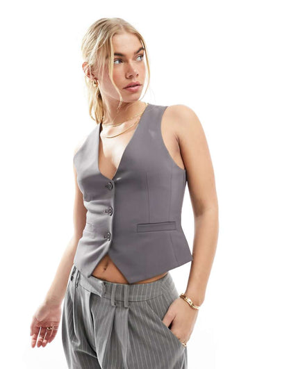 ASOS DESIGN tailored vest in gray