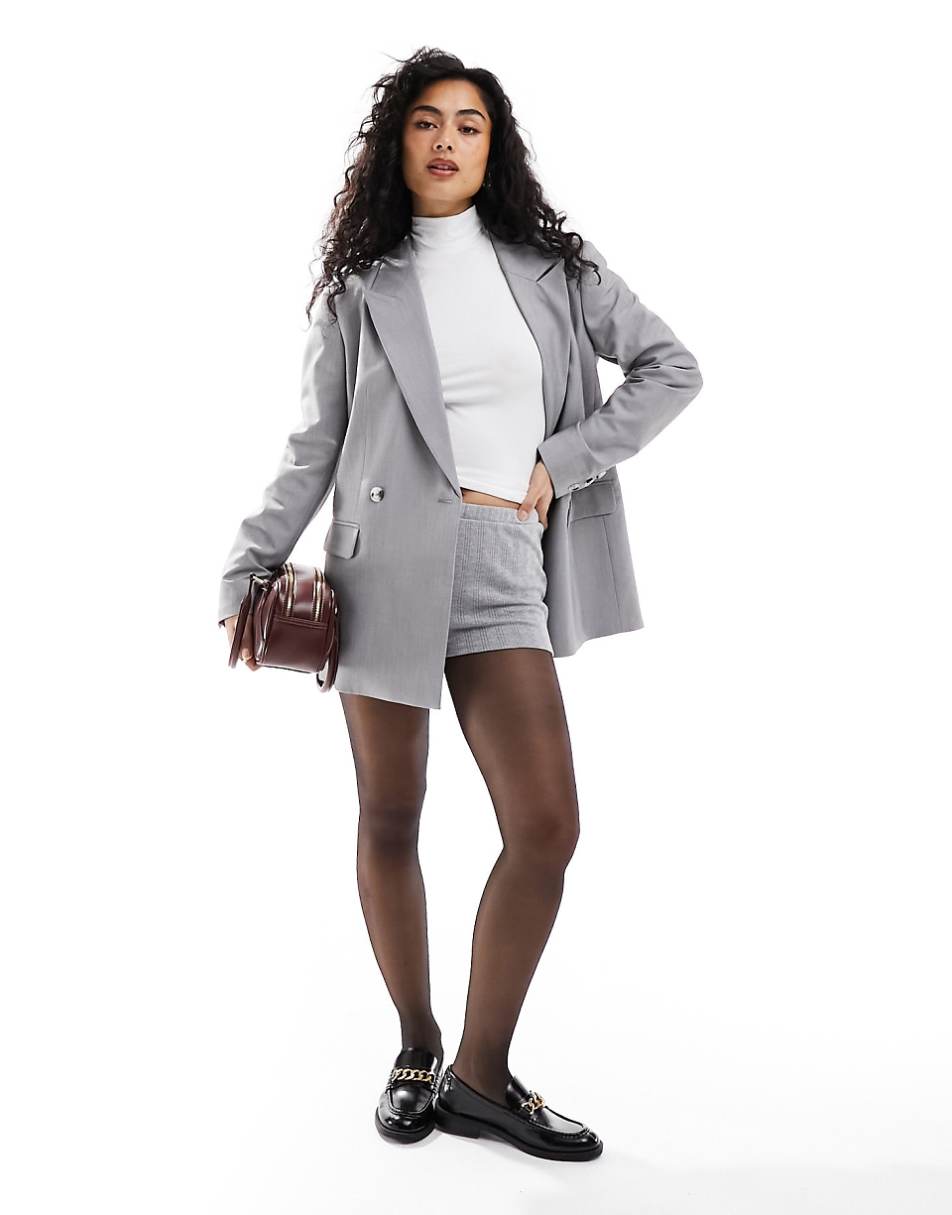 ASOS DESIGN double breasted blazer in gray