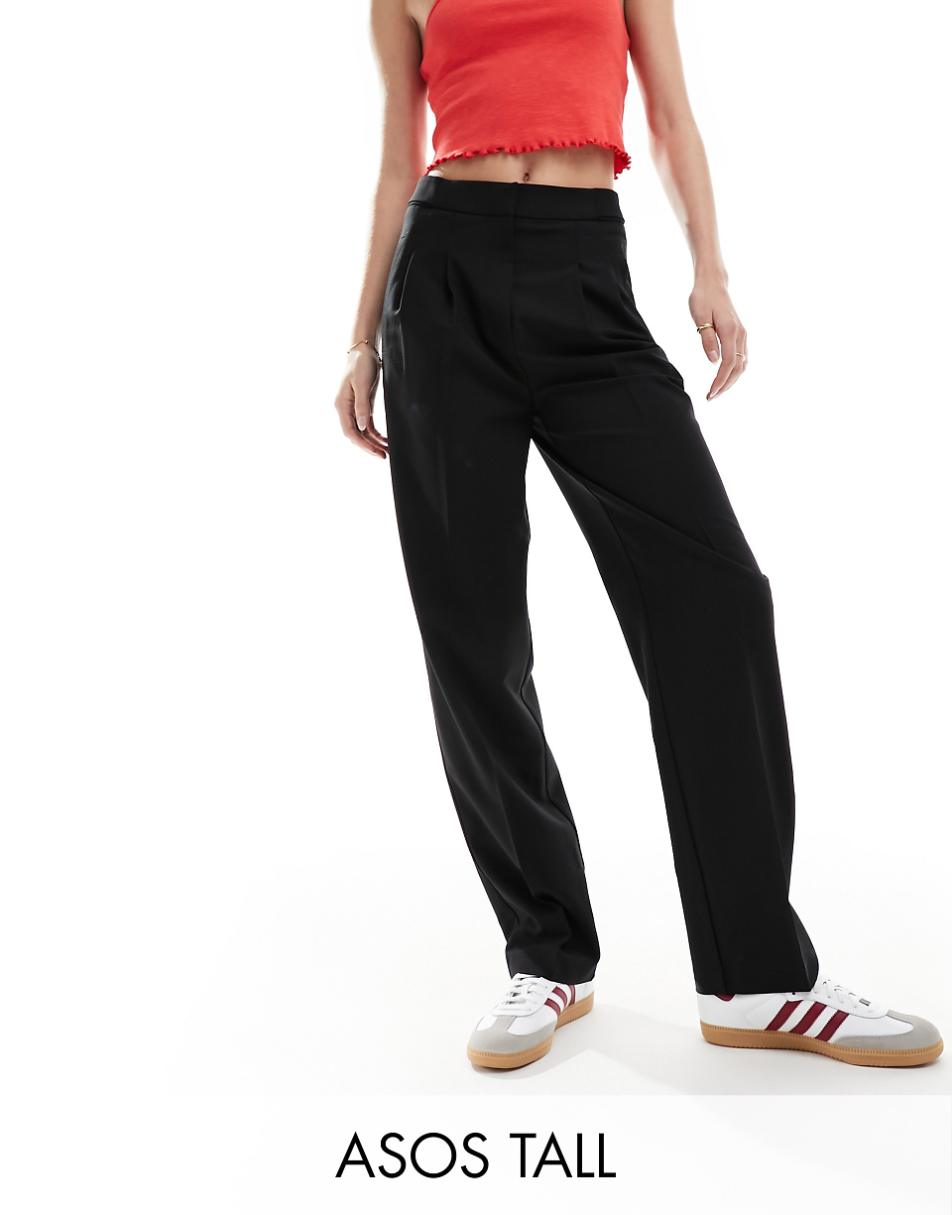 ASOS DESIGN Tall tailored barrel leg pant in black