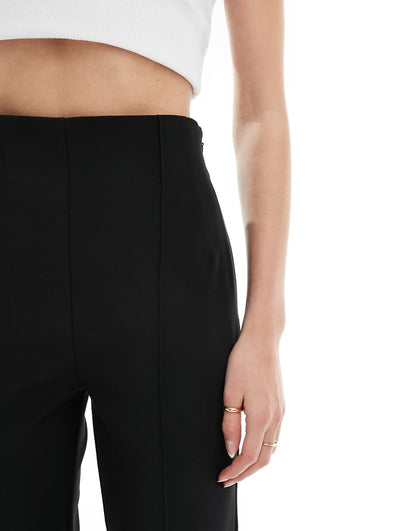 ASOS DESIGN Tall high waist seamed detail tailored pants in black