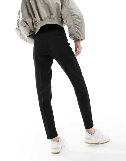 ASOS DESIGN Tall high waist seamed detail tailored pants in black