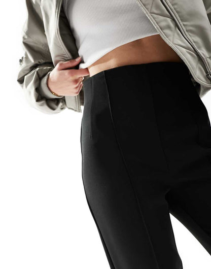 ASOS DESIGN Tall high waist seamed detail tailored pants in black