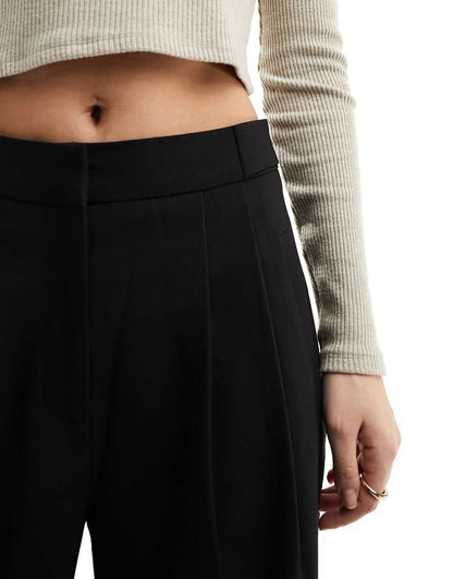 ASOS DESIGN tailored barrel leg pants in black