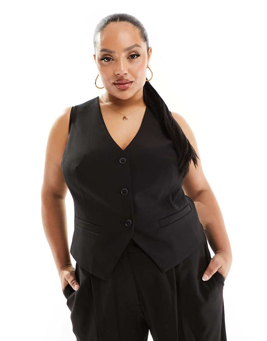 ASOS DESIGN Curve tailored vest in black