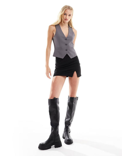 ASOS DESIGN Tall tailored vest in gray