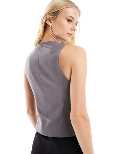 ASOS DESIGN Tall tailored vest in gray
