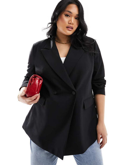 ASOS DESIGN Curve double breasted blazer in black
