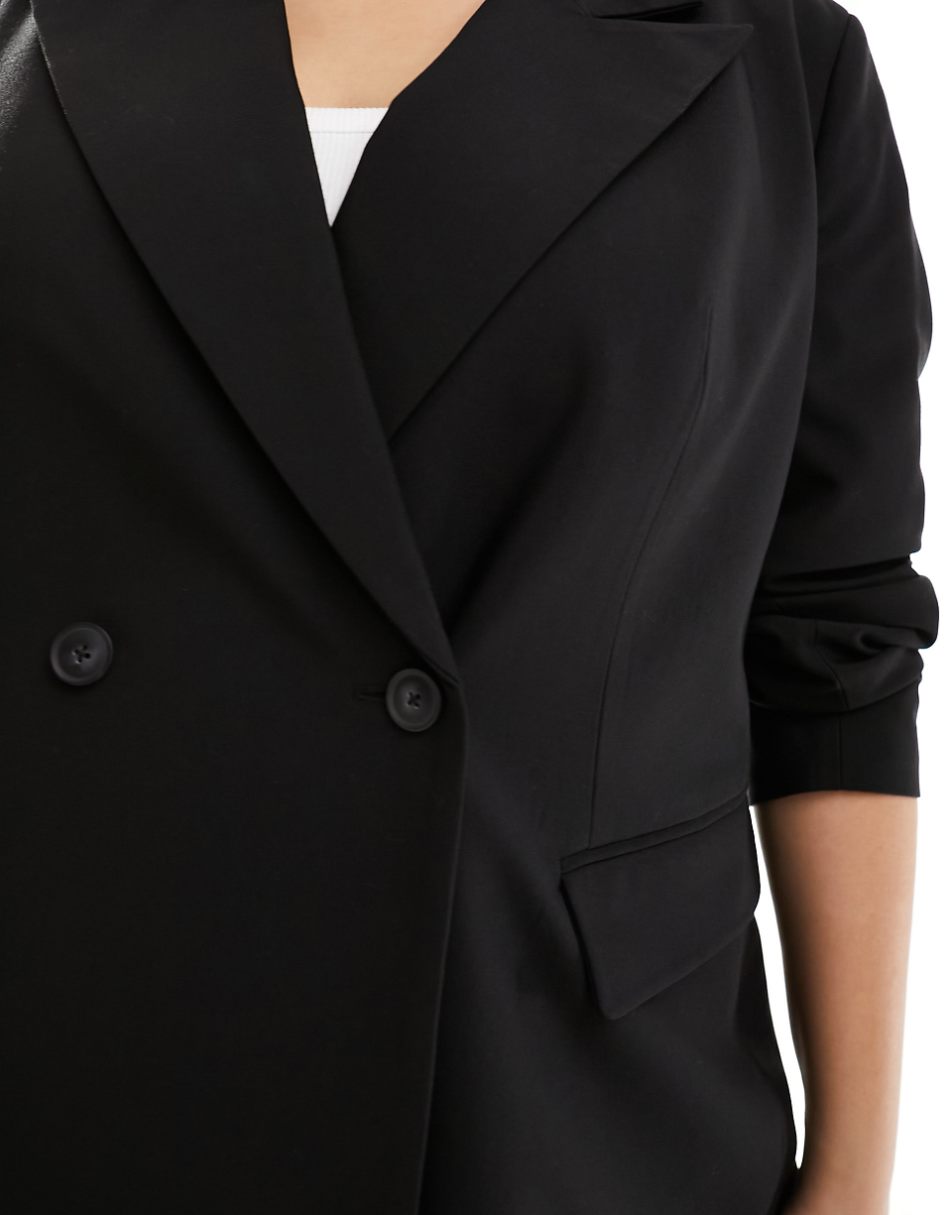 ASOS DESIGN Curve double breasted blazer in black