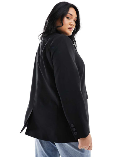 ASOS DESIGN Curve double breasted blazer in black