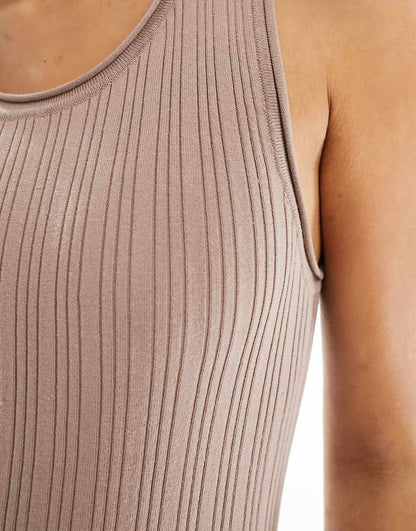 ASOS DESIGN Tall knit tank midaxi dress in taupe