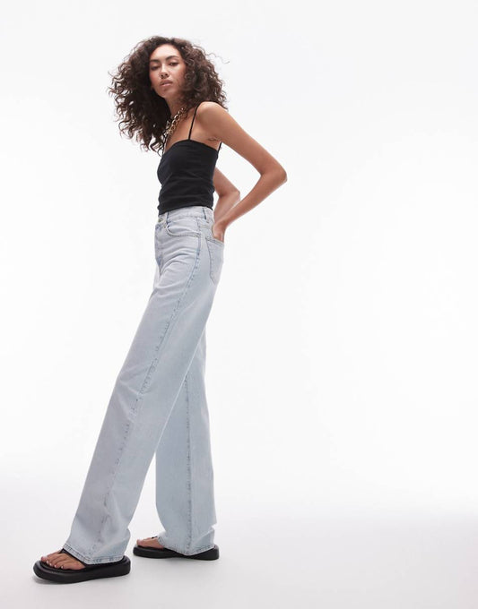 Topshop Tall mid rise column jeans in bleach