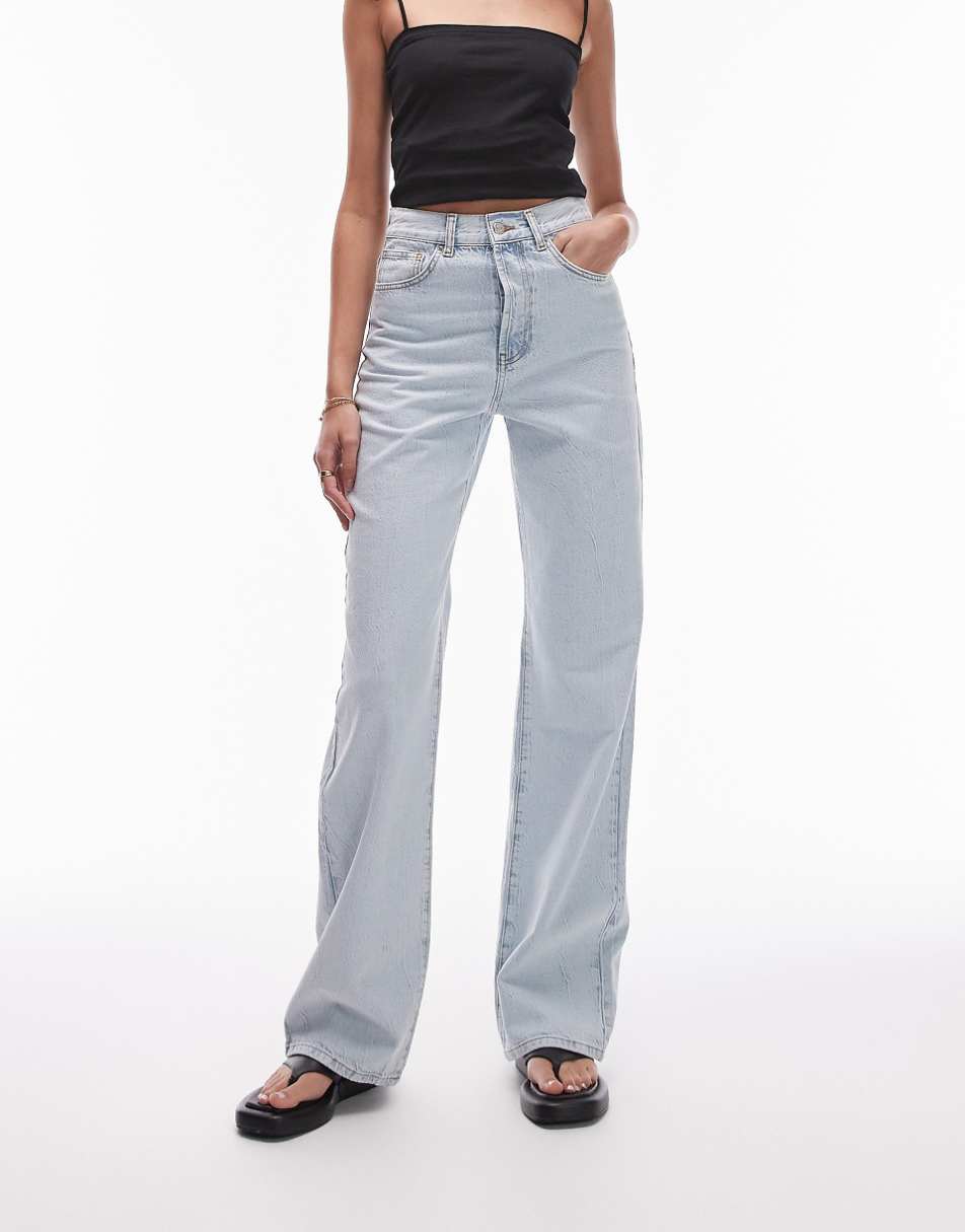 Topshop Tall mid rise column jeans in bleach