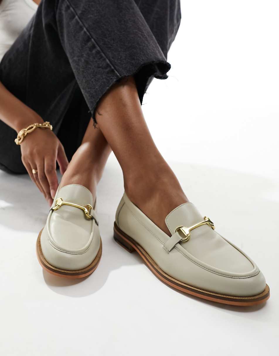 Walk London Rhea trim loafers in off-white leather