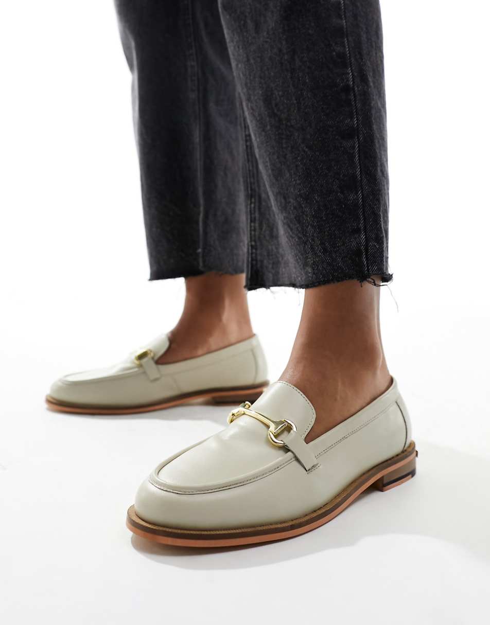 Walk London Rhea trim loafers in off-white leather