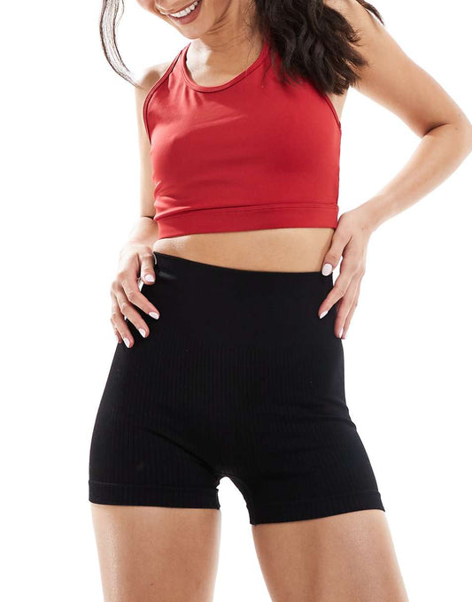 ASOS 4505 Icon seamless ribbed 3 inch high waist booty shorts in black