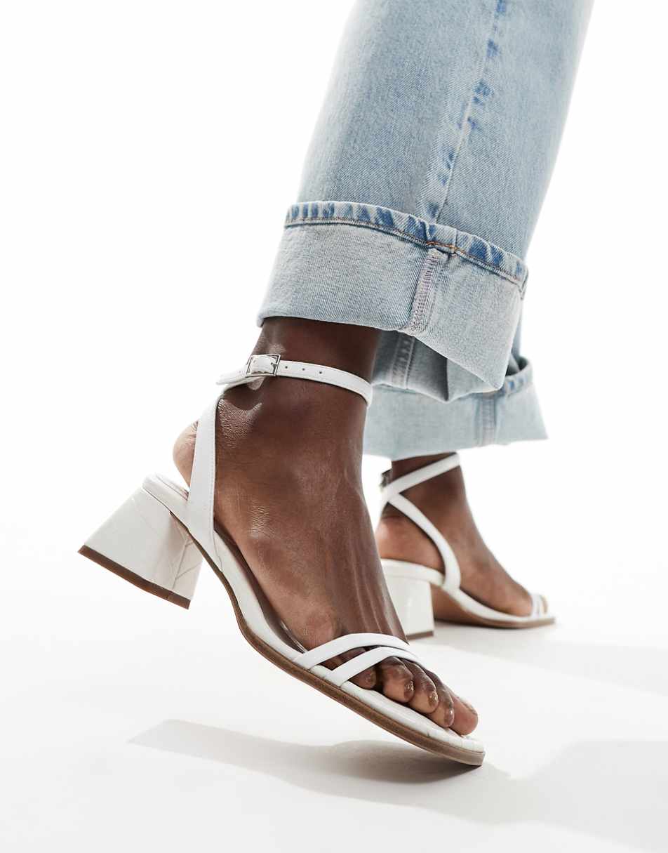 ASOS DESIGN Honeydew mid block heeled sandals in white