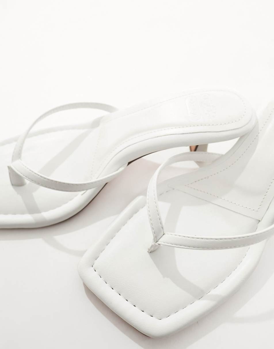 ASOS DESIGN Heatwave toe thong kitten heeled sandals in white