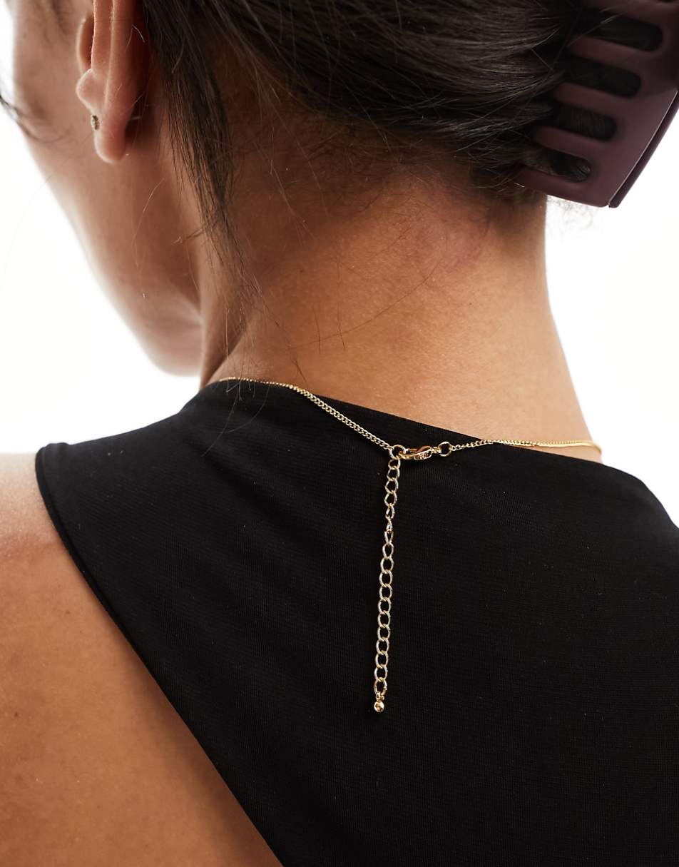 ASOS DESIGN 14k gold plated chain necklace with t-bar detail