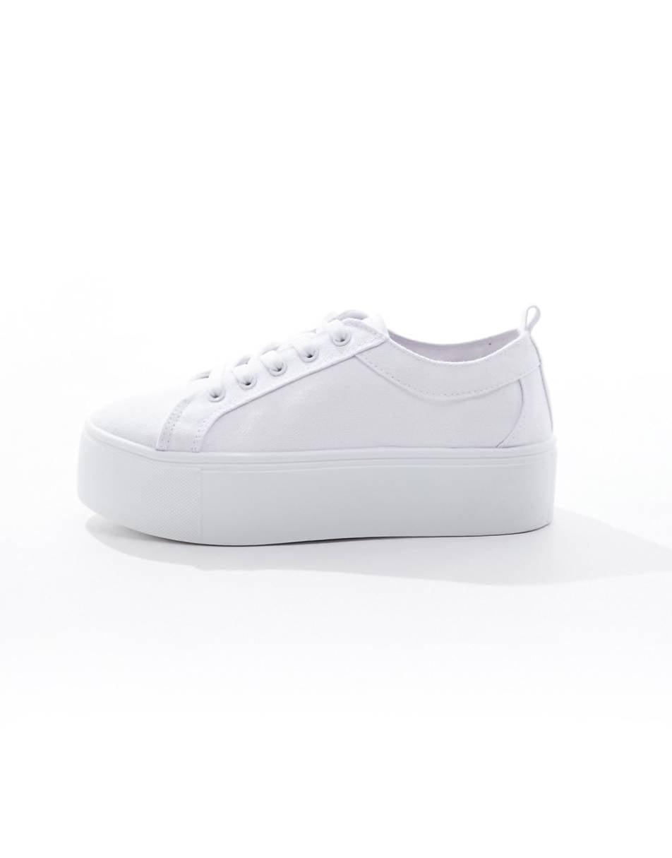 ASOS DESIGN Divide lace up flatform sneakers in white