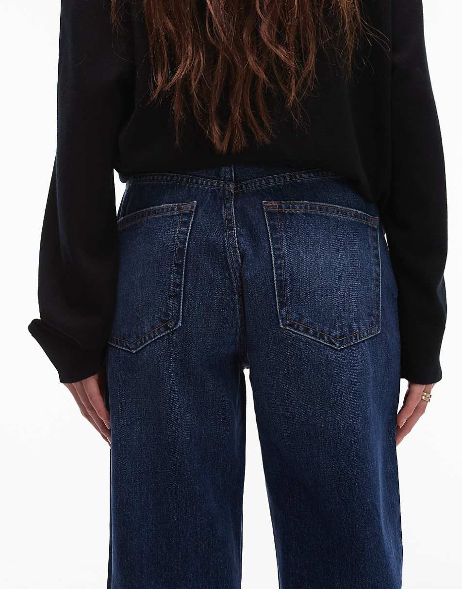 Topshop straight Kort jeans in rich blue