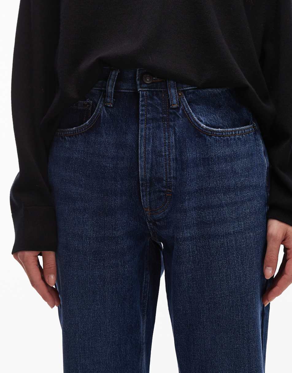 Topshop straight Kort jeans in rich blue