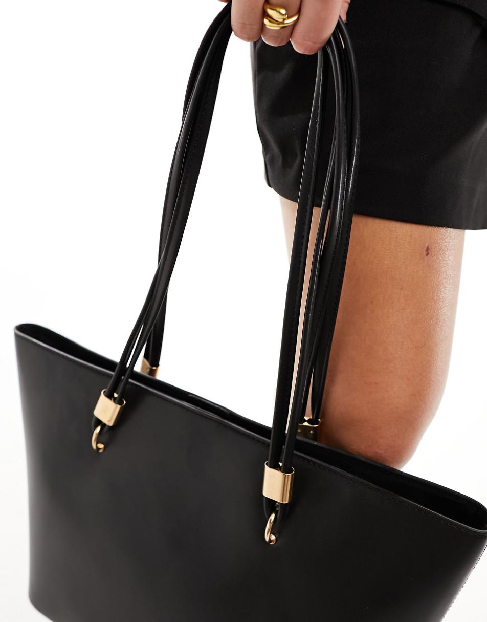 ASOS DESIGN hardware handle clean bag tote in black