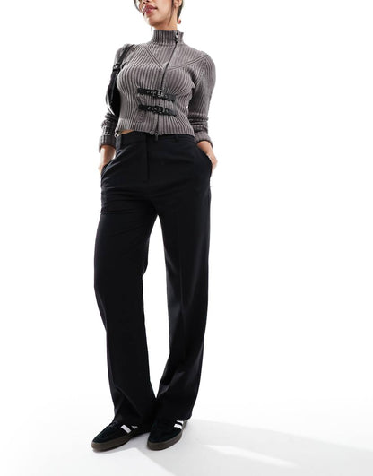ASOS DESIGN tailored straight leg pants in black