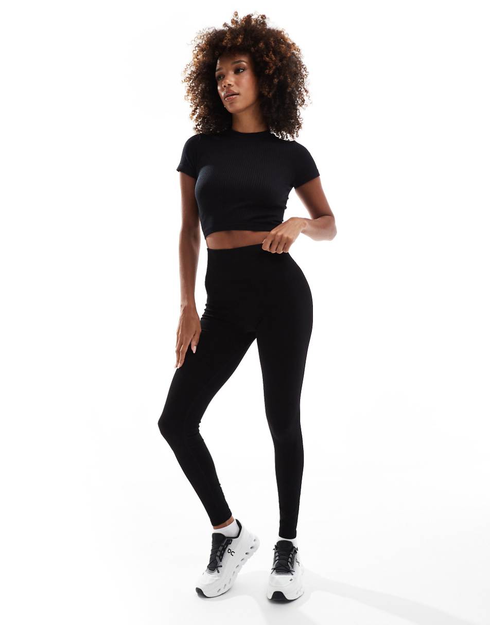 ASOS 4505 Icon seamless ribbed gym leggings in black