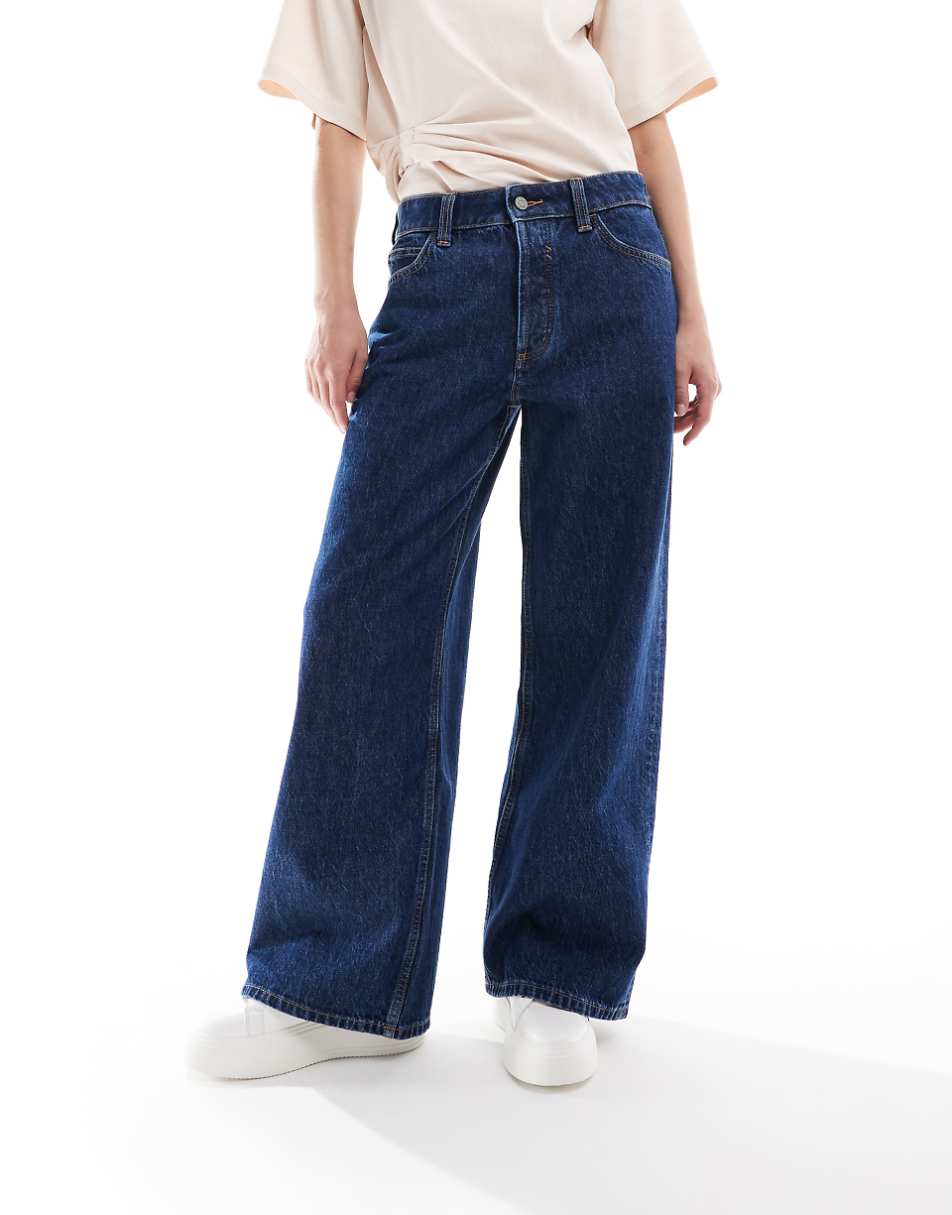 ASOS DESIGN Circular Design Collection slouchy wide leg jeans in mid blue