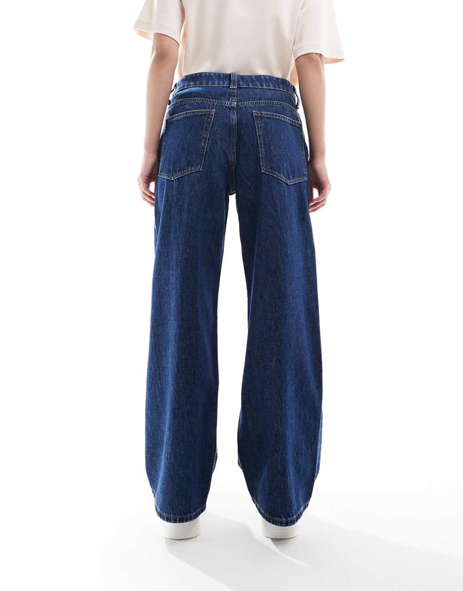 ASOS DESIGN Circular Design Collection slouchy wide leg jeans in mid blue