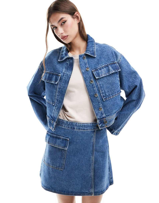 ASOS DESIGN Circular Design Collection workwear jacket in midwash blue