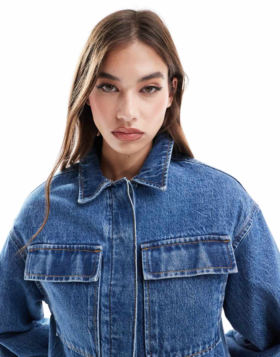 ASOS DESIGN Circular Design Collection workwear jacket in midwash blue