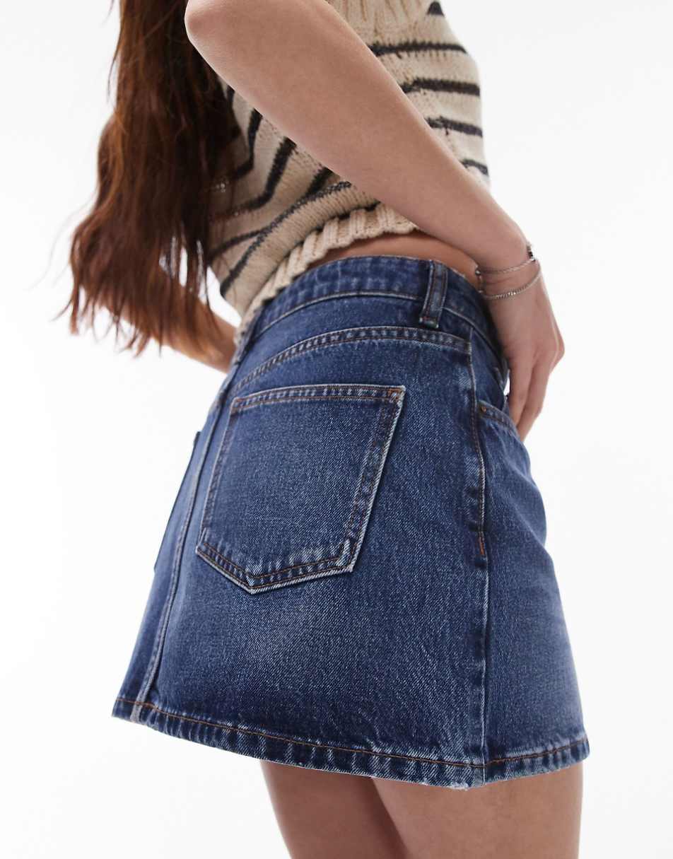 Topshop denim mini pelmet skirt in indigo