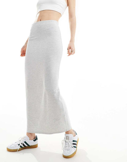 Miss Selfridge low rise maxi skirt in gray heather